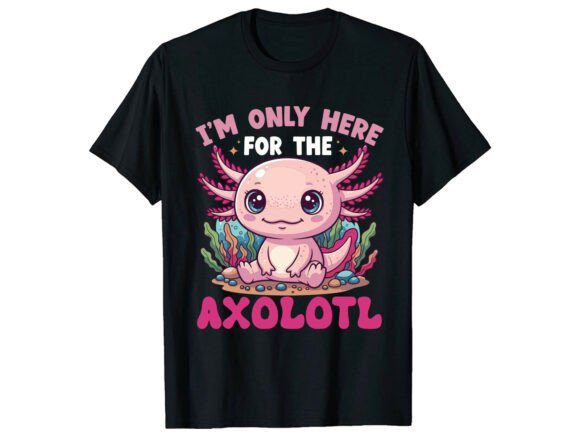 Cute Axolotl T-Shirt Design for Real Embroidery Use