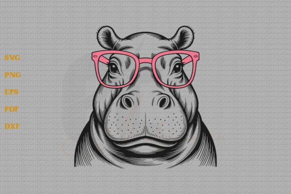 Funny Hippo Face SVG Bandana Glasses SVG